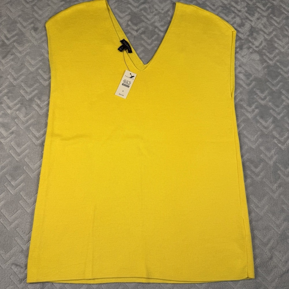 Talbots Sweater Vest Top Womens Small Yellow V-Neck Sleeveless Lightweight NWT